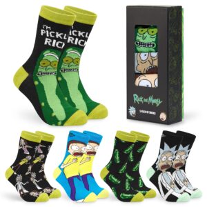 rick and morty mens socks - 5 pack of crew socks breathable ankle socks for men teenagers size 6-9 gifts for him