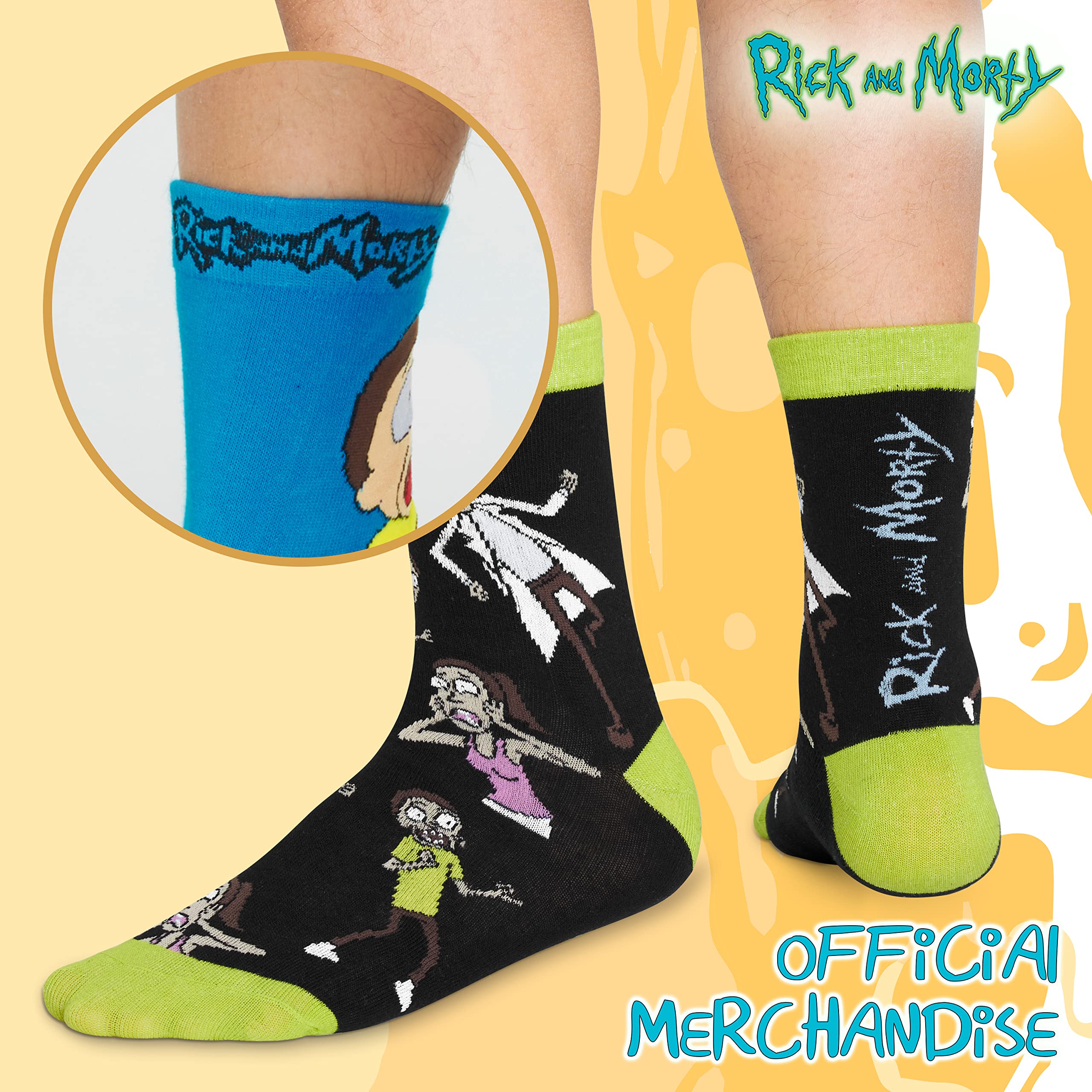 RICK AND MORTY Mens Socks - 5 Pack of Crew Socks Breathable Ankle Socks for Men Teenagers Size 6-9 Gifts for Him