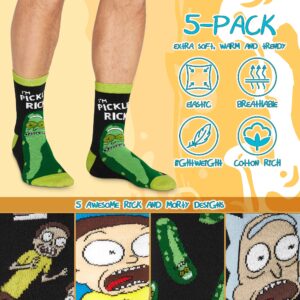 RICK AND MORTY Mens Socks - 5 Pack of Crew Socks Breathable Ankle Socks for Men Teenagers Size 6-9 Gifts for Him