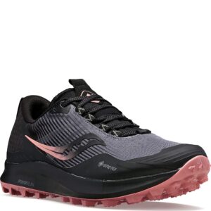 Saucony Women's Peregrine 12 Gore Tex Trail Running Shoe, Charcoal/Shell, 7.5