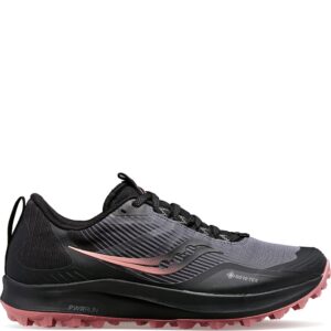 Saucony Women's Peregrine 12 Gore Tex Trail Running Shoe, Charcoal/Shell, 7.5