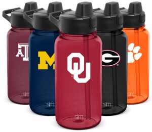 simple modern officially licensed oklahoma sooners bpa-free tritan water bottle with simple flip silicone straw lid
