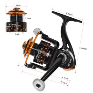 Summer and Centron Spinning Reels, 12 +1 BB Light Weight, Ultra Smooth Powerful, Size 3000 is Perfect for Ultralight/Summer Fishing by QINGLER