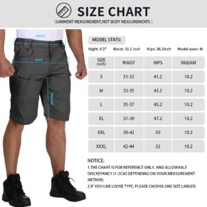 URBEST Tactical Shorts for Men Waterproof Breathable Quick Dry Hiking Fishing Cargo Shorts with Multi Pockets(NO Belt)