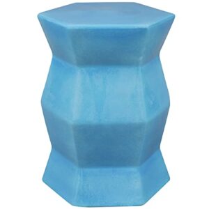 sunnydaze moderno hexagon ceramic garden stool side table - indoor or outdoor - 17.25-inch h - moonstone glazed finish