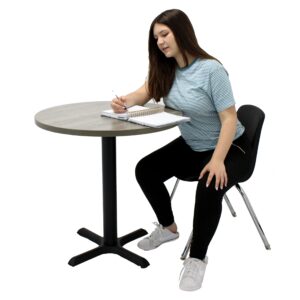 Factory Direct Partners 13370-282 30" Round Café Bistro Table; Modern Dining, Coffee, Cocktail Table for Small Spaces - Light Gray Wood Top/Black Base