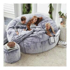 UOOD 7ft Giant Bean Bag Cover, Suede Lazy Sofa Cover Adult Bean Bag Sofa Chair Extra Large Fluffy Fur Portable Living Room Lazy Sofa Bed Cover No Filler (Color : Dark Grey)