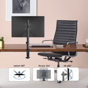 Pholiten Single Monitor Arm,Single Monitor Desk Mount,Adjustable Monitor Arm,Single Mount Holds Screen Up to 22lbs,Monitor Desk Mount,100x100 Vesa Monitor Stand,Monitor Arm Mount