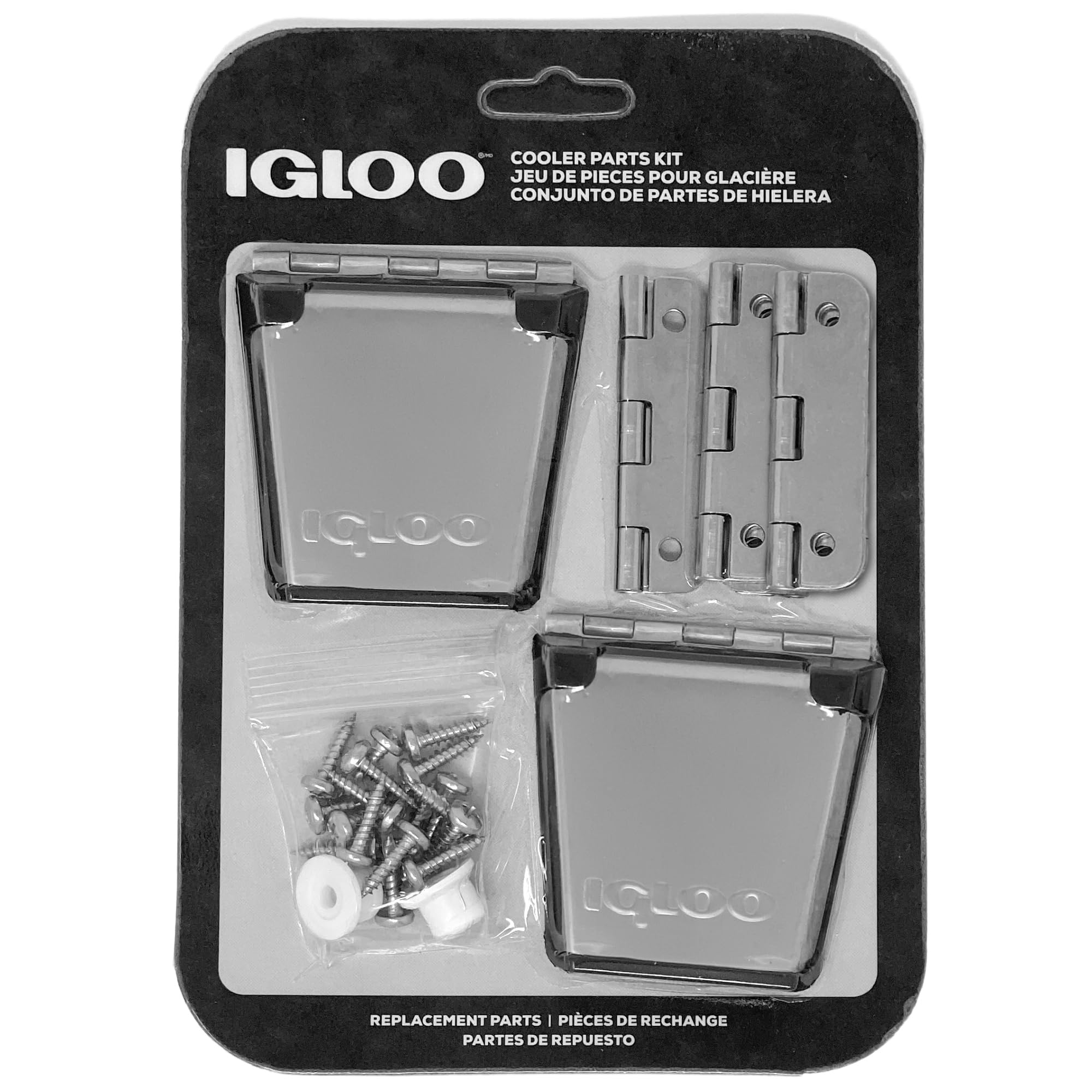 Igloo Cooler Heavy-Duty Stainless Steel Parts Kit - 2 Latches, 3 Hinges, Latch Posts & Screws