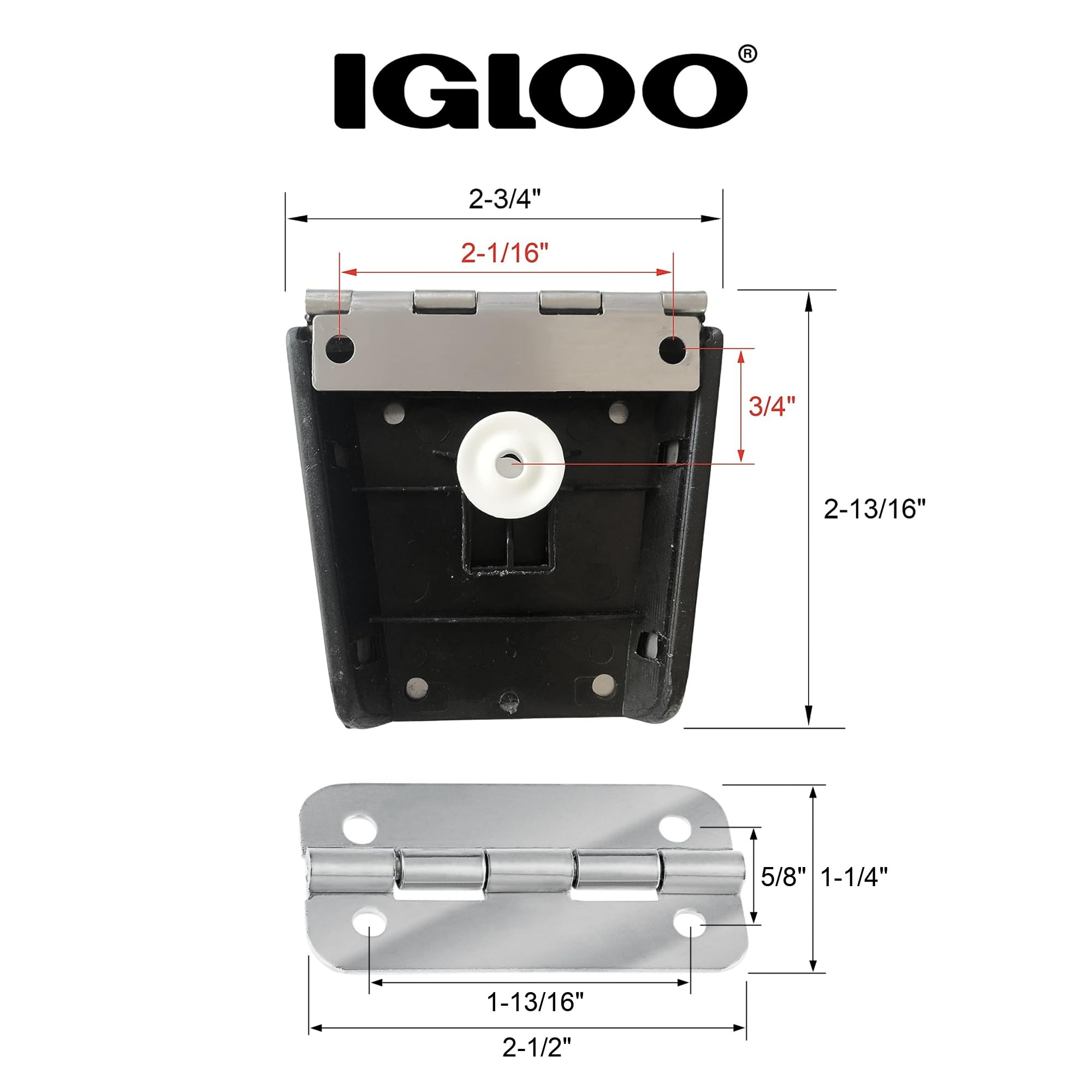 Igloo Cooler Heavy-Duty Stainless Steel Parts Kit - 2 Latches, 3 Hinges, Latch Posts & Screws