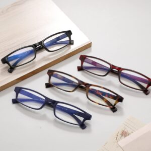 Loycco 4 Pack Rectangle Narrow Reading Glasses Blue Light Blocking Women Men Lightweight Compact Readers Computer Eyeglasses 2.5