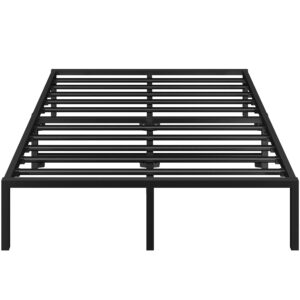 yaheetech 13 inch queen size metal platform bed frame mattress foundation with ultra-durable steel slat support/easy assembly/no box spring needed/black