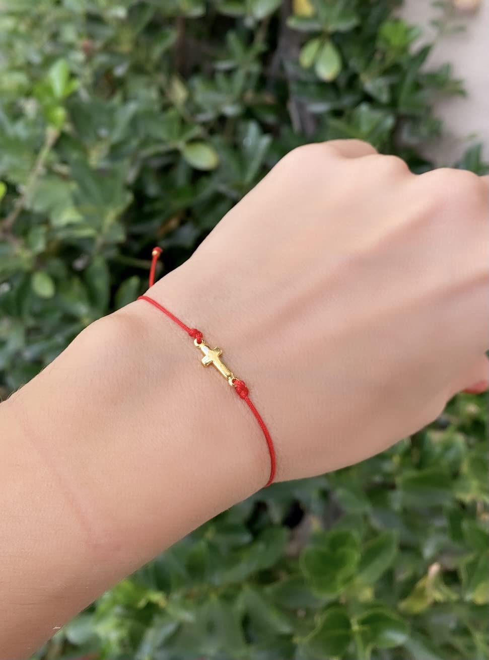 Live Gems | 14K Gold Filled Sideways Cross Red String Bracelet, Red String Cross Charm Bracelet, Summer Jewelry Gift for Her, Birthday Jewelry