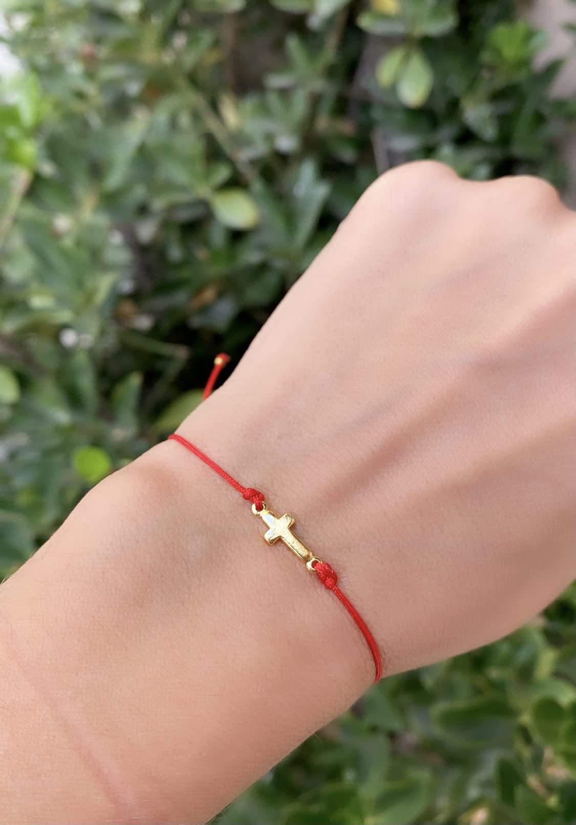 Live Gems | 14K Gold Filled Sideways Cross Red String Bracelet, Red String Cross Charm Bracelet, Summer Jewelry Gift for Her, Birthday Jewelry