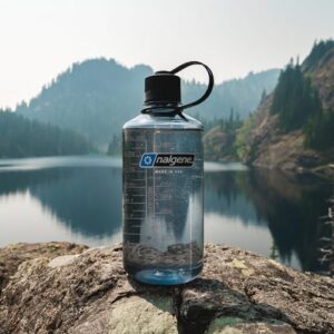 Nalgene Sustain Tritan BPA-Free Water Bottle Made with Material Derived from 50% Plastic Waste, 32 OZ, Narrow Mouth,Grey