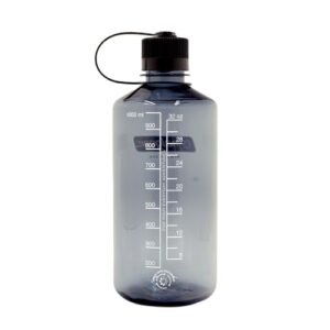 Nalgene Sustain Tritan BPA-Free Water Bottle Made with Material Derived from 50% Plastic Waste, 32 OZ, Narrow Mouth,Grey