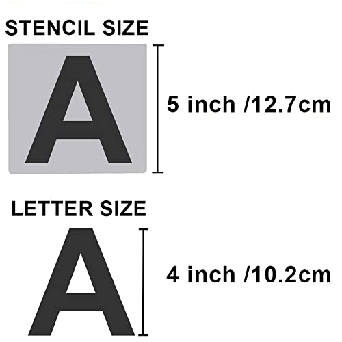 4 Inch Letter Stencils and Number Stencils for Painting - 40 Pcs Alphabet Stencils for Crafts Reusable –Large Stencil Letters for Wood, Walls, Fabric, Rock, Chalkboard, Signage DIY School Art Projects