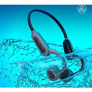 sudroid bluetooth waterproof headphones wireless, bone conduction headphones hi-fi stereo sound neckband open ear headset for swimming cycling running gym, grey