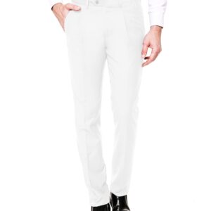 COOFANDY Mens Dress Pants Slim Fit Stretch Formal Pants Wrinkle Free Expandable Waist Suit Pants White