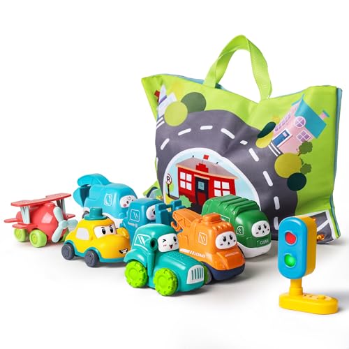 ALASOU 8 PCS Baby Cranes Car Toys with Playmat/Storage Bag|1st Birthday Gifts for Toddler Toys Age 1-2|Baby Toys for 1 2 Year Old Boy|1 2 Year Old Boy Birthday Gift for Infant Toddlers