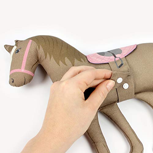 kullaloo Sewing kit for Kids Beginners - DIY Craft for Girls & Boys - Cut & Sew Fabric Panel with Horses Motifs (Horse Love)