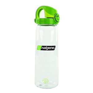 nalgene sustain tritan bpa-free on the fly water bottle made with material derived from 50% plastic waste, 24 oz, clear with sprout