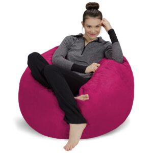 Sofa Sack Bean Bag Chair: 3' Memory Foam Furniture Bean Bag - Medium Sofa with Soft Micro Fiber Cover - Hot Pink