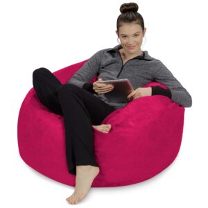 Sofa Sack Bean Bag Chair: 3' Memory Foam Furniture Bean Bag - Medium Sofa with Soft Micro Fiber Cover - Hot Pink