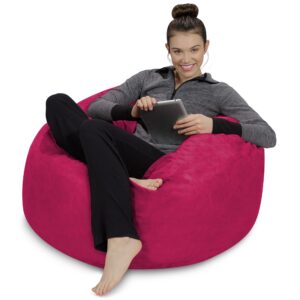 Sofa Sack Bean Bag Chair: 3' Memory Foam Furniture Bean Bag - Medium Sofa with Soft Micro Fiber Cover - Hot Pink