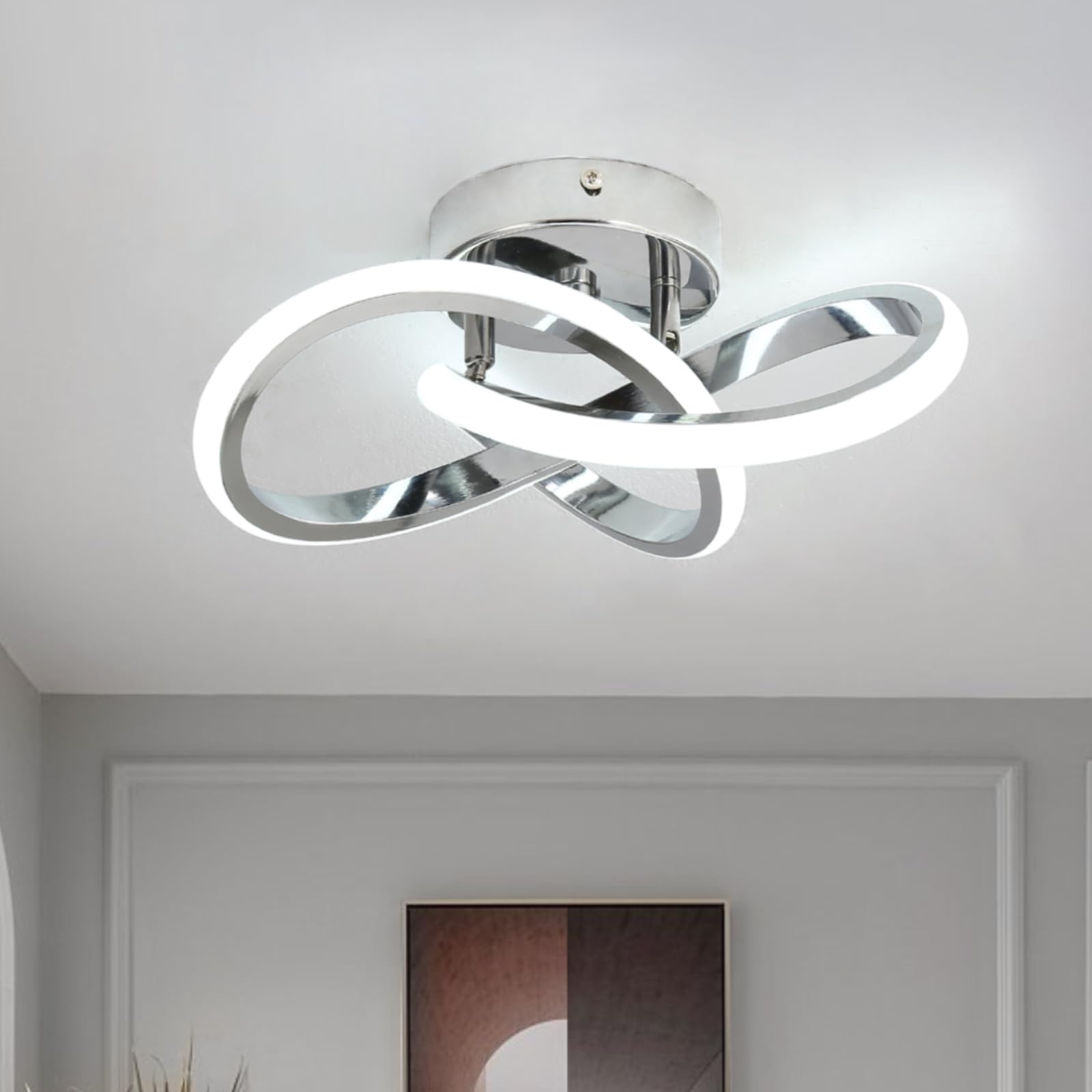 Hallway Light Acrylic Modern LED Ceiling Light Fixtures Cool white 6000K Close to Ceiling Lights for Bedroom Bathroom Kitchen Balcony Corridor Stair Aisle Lamp Curved Creative Design Ceiling lamp