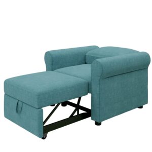 GIA 3 in 1 Convertible Sleeper Sofa Bed,Single Lounge Chair with Adjsutable Backrest for Adults, Set of 1, Teal