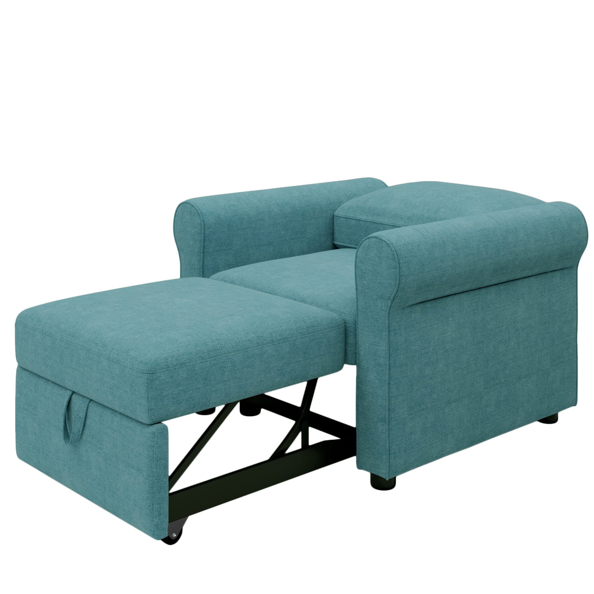 GIA 3 in 1 Convertible Sleeper Sofa Bed,Single Lounge Chair with Adjsutable Backrest for Adults, Set of 1, Teal