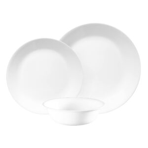 Corelle Dinnerware Set (12pc Set, Winter Frost White)-Dinner Set for 4 | 4 x Dinner Plates, Side Plates & Bowls | 3 X More Durable, Half The Space & Weight of Ceramic | up to 80% Recycled Glass