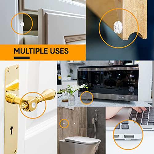 Vellax Self Adhesive Cabinet Door Bumpers - 128 pcs Sticky Silicone Clear Sound Dampening Rubber Bumpers - Cabinet Bumpers for Wall Protection, Kitchen Furniture, Decor, Drawer Stops