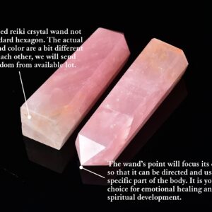 AMOYSTONE Rose Quartz Obelisk Tower Large Healing Crystal Wand Point 6 Faceted Reiki Chakra Meditation Therapy Pink 1.1-1.7 LBS