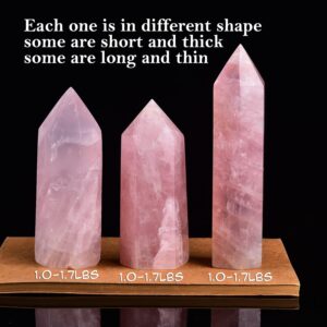 AMOYSTONE Rose Quartz Obelisk Tower Large Healing Crystal Wand Point 6 Faceted Reiki Chakra Meditation Therapy Pink 1.1-1.7 LBS