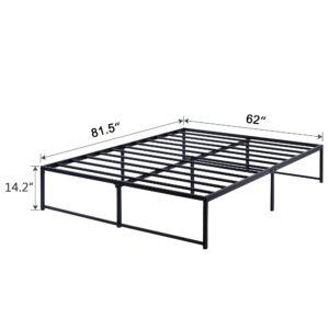 VECELO 14" Metal Platform Bed Frame/Mattress Foundation/No Box Spring Needed (Queen Size)