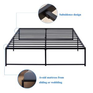 VECELO 14" Metal Platform Bed Frame/Mattress Foundation/No Box Spring Needed (Queen Size)