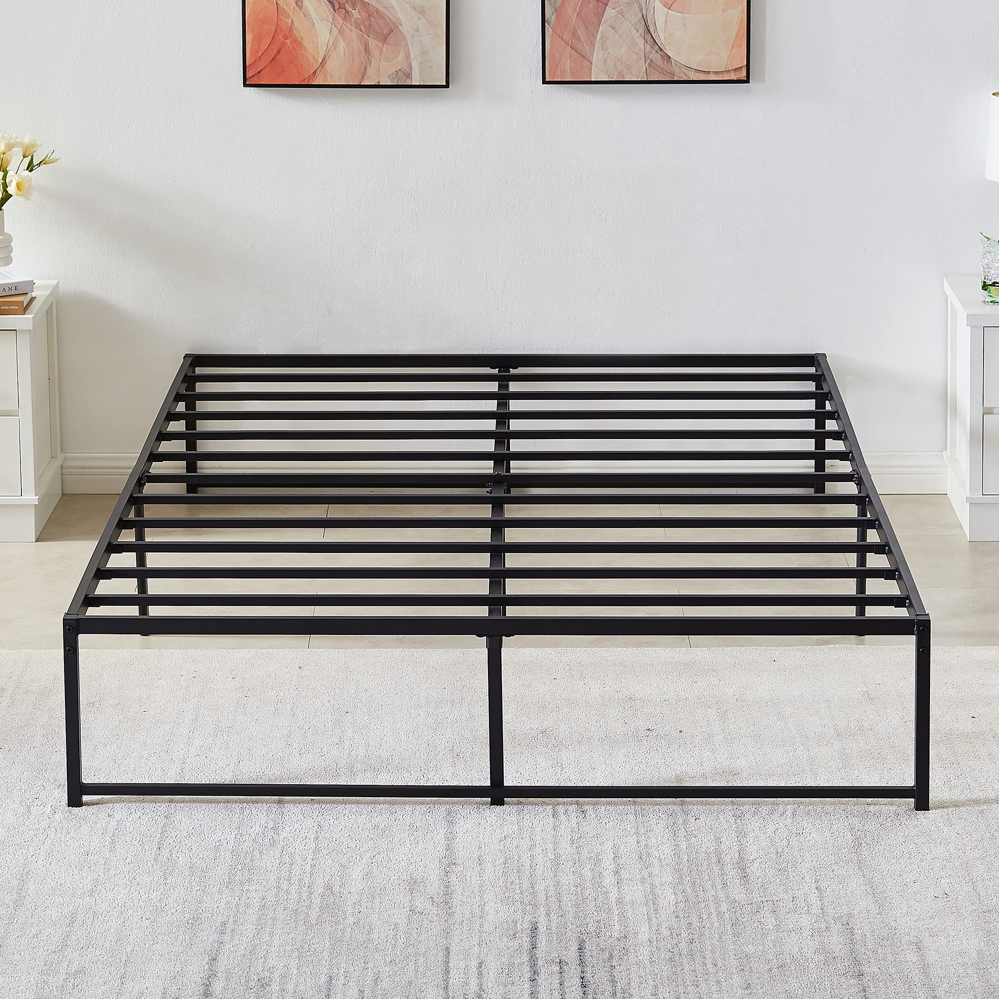 VECELO 14" Metal Platform Bed Frame/Mattress Foundation/No Box Spring Needed (Queen Size)