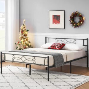 vecelo 14" metal platform bed frame with headboard,premium steel slat support no box spring needed,noise-free anti-slip,easy assembly(queen size)