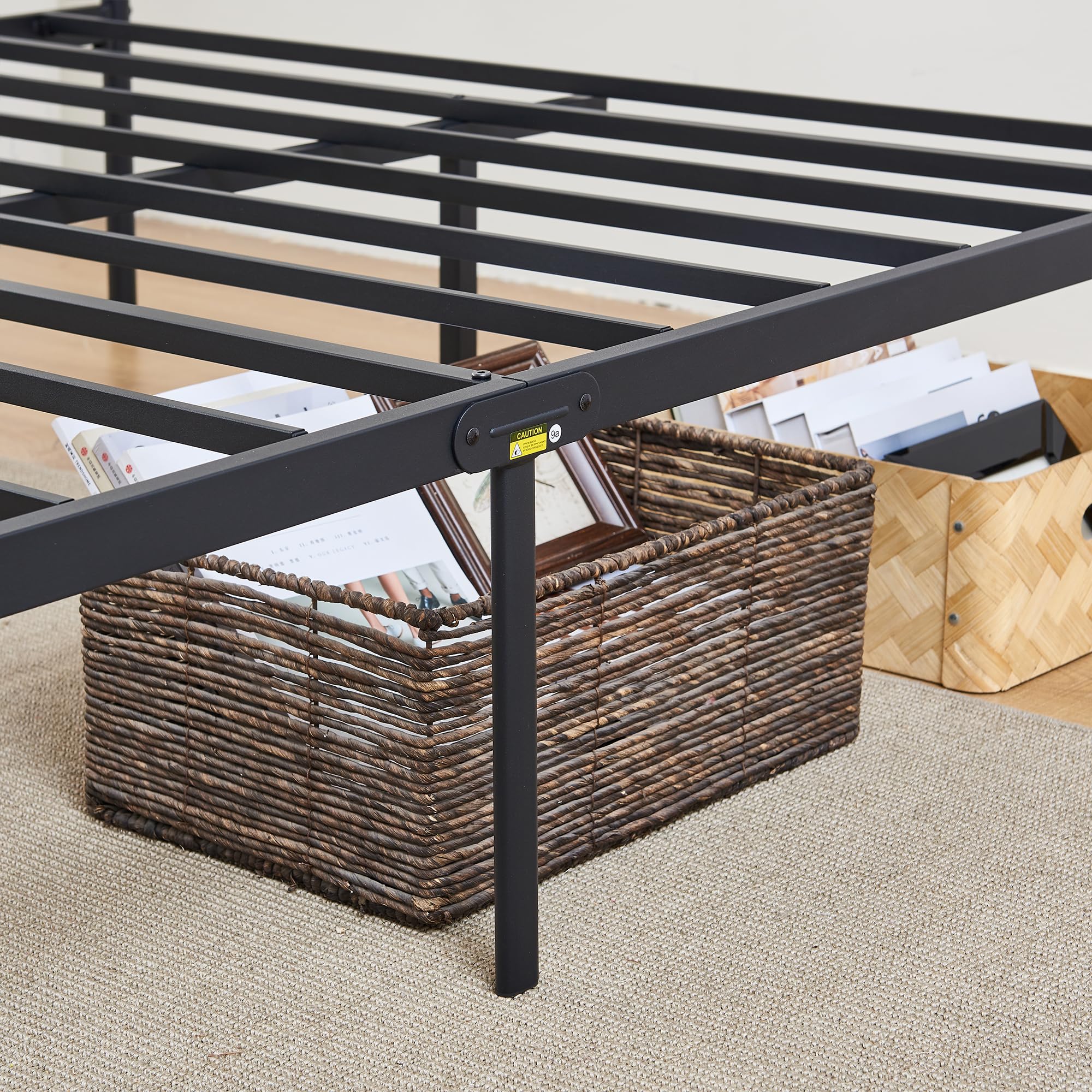 VECELO 14" Metal Platform Bed Frame with Headboard,Premium Steel Slat Support No Box Spring Needed,Noise-Free Anti-Slip,Easy Assembly(Queen size)