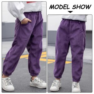 Kids Girls Harem Long Pants Bloomers Corduroy Trousers Loose Tracksuit Bottoms Purple, 4-5 Years