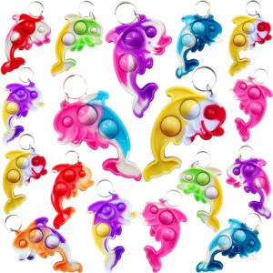 Roaqua (Students Gifts and Dolphin Party Favors) 20 Packs Bulk Mini Pop for Kids,Cool Shape Sensory Small Bubble Fidget Tools