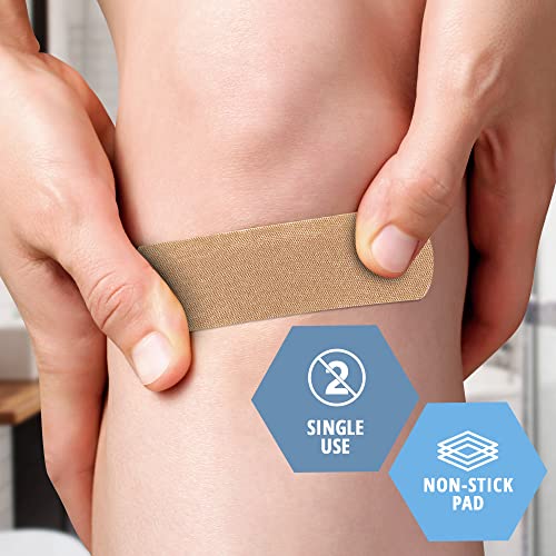 MED PRIDE Sterile Fabric Adhesive Bandages [100 Count]- First Aid Bandages Coated with Hypoallergenic Adhesive & Non-Stick Pad- Latex-Rubber Free Wound Care Bandages- Individual Wrapped- 3/4'' x 3''