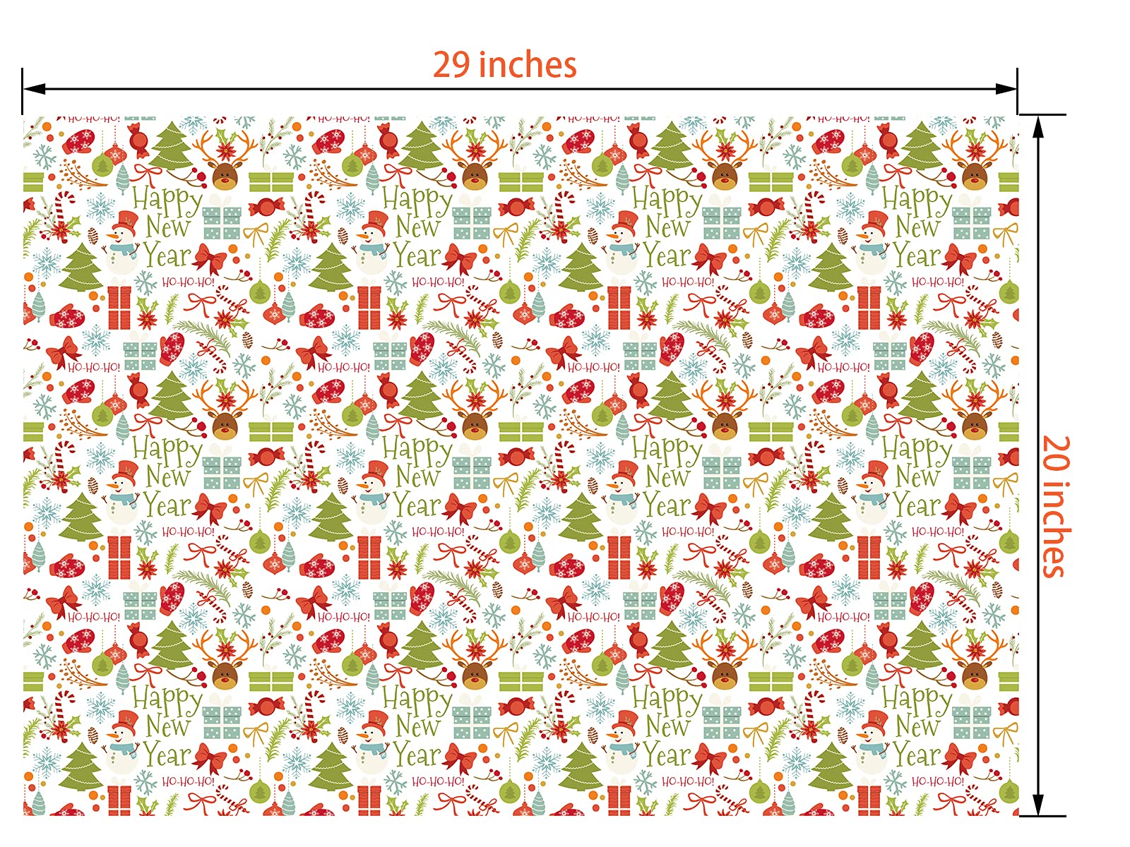 PlandRichW Christmas Wrapping Paper Folded for Kids Boys Girls Man Women Gift's. Papercraft Snowmen, Candy Canes, Tree, Socks, Snowflakes, Happy New Year Bulk of 12 Sheets 20"x 29" Folded