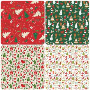 PlandRichW Christmas Wrapping Paper Folded for Kids Boys Girls Man Women Gift's. Papercraft Snowmen, Candy Canes, Tree, Socks, Snowflakes, Happy New Year Bulk of 12 Sheets 20"x 29" Folded