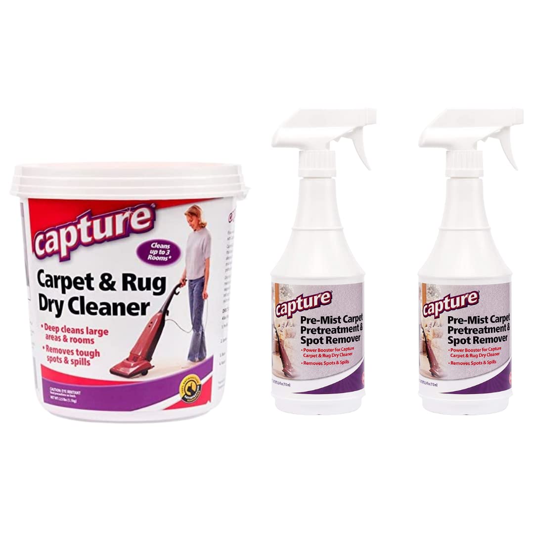 Capture Carpet & Rug Dry Cleaner (2.5lb) & Pre-Mist Soil Release for Carpet Dry Cleaner, Carpet Cleaning Pre Spray (2 Pack) - Bundle