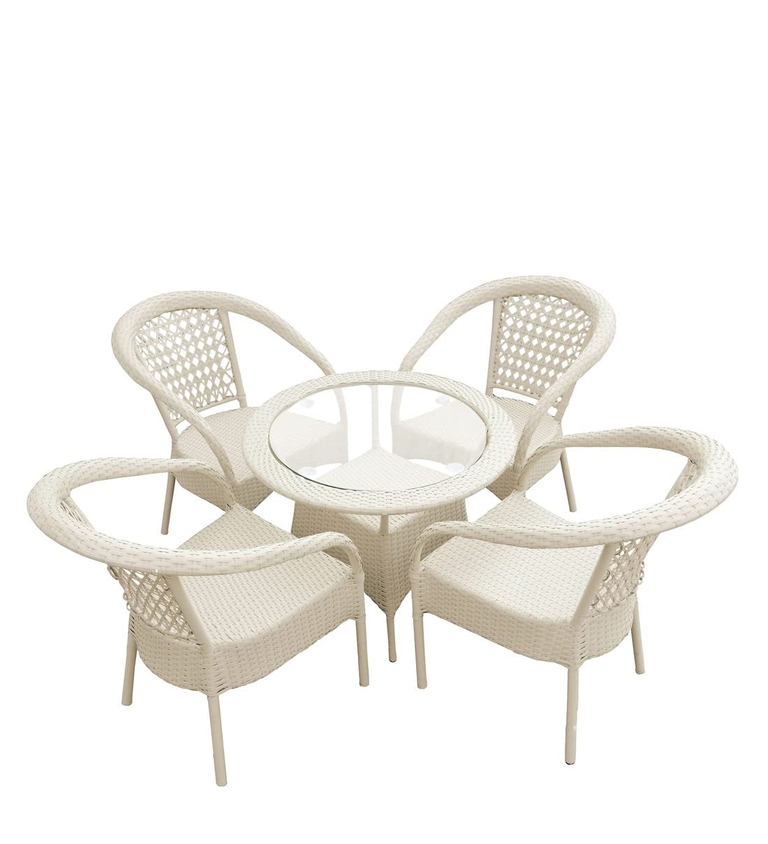 Kid Zone Urban Craft™ D-8 Outdoor Furniture Garden Patio Seating Set 4+1 (4 Chairs, 1 Table Set) Balcony Furniture Coffee Table Set (White) Black 3 Extra Large