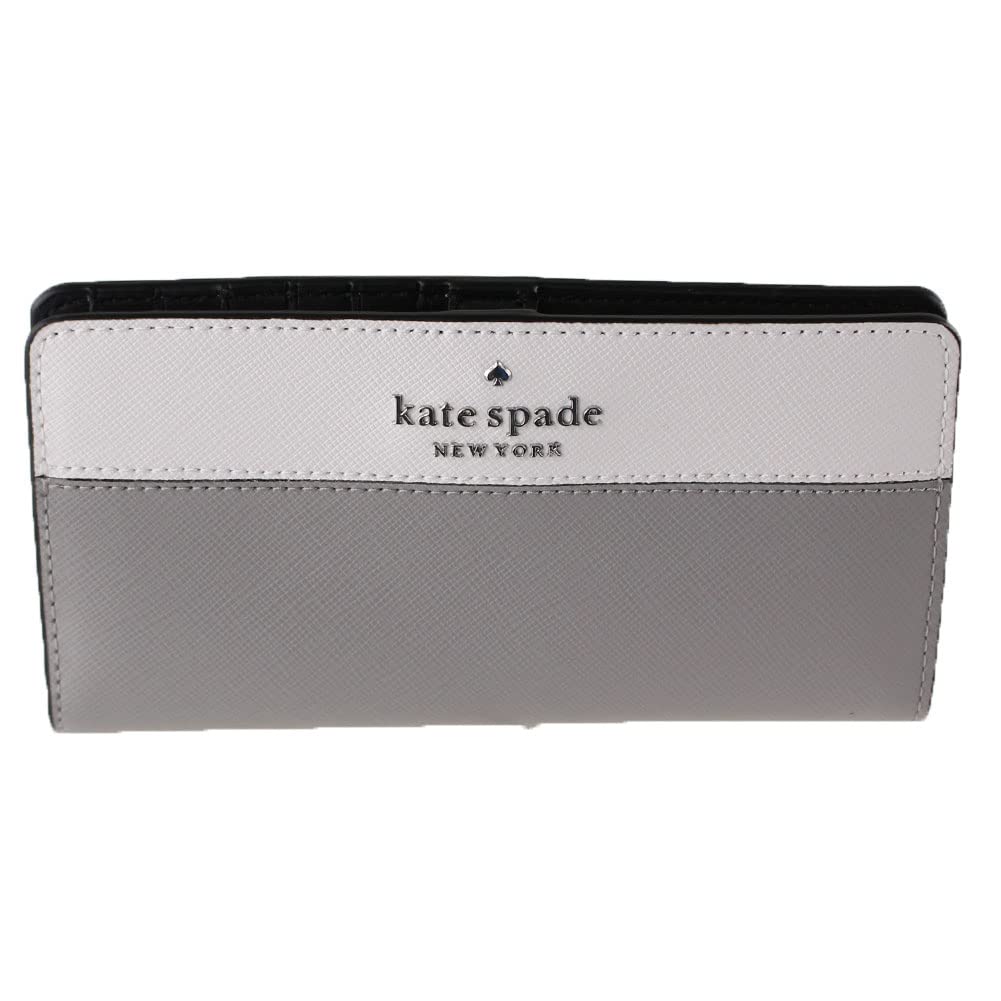 Kate Spade New York Kate Spade Staci Colorblock Large Slim Bifold Wallet in Nimbus Grey White Multi