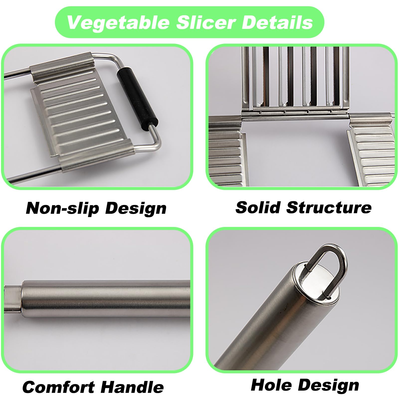 Suuker Vegetable Slicer Set,Stainless Steel Cheese Grater & Vegetable Chopper with 4 adjustable Blades for Vegetables, Fruits,Hand-held Shredder Cutter Grater Slicer